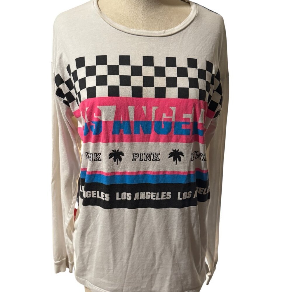 Vintage 90s Victoria’s Secret Pink Los Angeles Mesh Back Long Sleeve Tee M